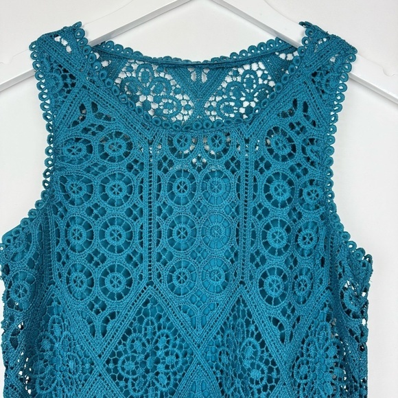 Simply Styled Womens Teal Blue Crochet Lace  Sleeveless Top Size XS - Picture 4 of 13